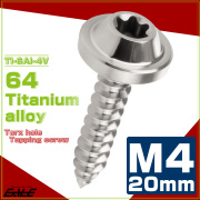 タッピングネジ M4×20mm チタン トルクス穴 フランジ付き ビス シルバー JA1027 【メール便可】