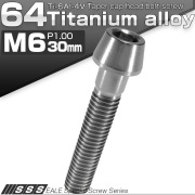 チタンボルト M6×30mm P1.0 キャップボルト 六角穴付 テーパーヘッド シルバー JA106 【メール便可】