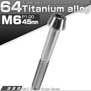 チタンボルト M6×45mm P1.0 キャップボルト 六角穴付 テーパーヘッド シルバー JA109 【メール便可】