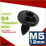 タッピングネジ M5×12mm チタン トルクス穴 フランジ付き ビス ブラック JA1252 【メール便可】