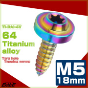 タッピングネジ M5×18mm チタン トルクス穴 フランジ付き ビス ライトカラー レインボー JA1264 【メール便可】