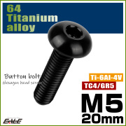 チタンボルト M5×20mm P0.8 ボタンボルト 六角穴 ブラック JA1379 【メール便可】