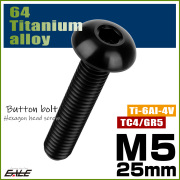 チタンボルト M5×25mm P0.8 ボタンボルト 六角穴 ブラック JA1380 【メール便可】