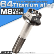 チタンボルト M8×40mm P1.25 六角ボルト フランジ付 ホールヘッド シルバー チタン原色 JA141 【メール便可】