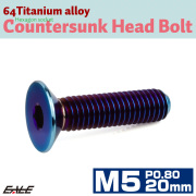 チタンボルト M5×20mm P0.8 皿ボルト 六角穴 皿 キャップボルト 焼きチタンカラー JA1511 【メール便可】