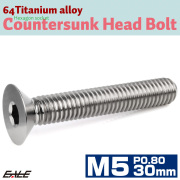 チタンボルト M5×30mm P0.8 皿ボルト 六角穴 皿 キャップボルト シルバー JA1520 【メール便可】