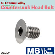 チタンボルト M6×10mm P1.0 皿ボルト 六角穴 皿 キャップボルト シルバー JA1534 【メール便可】