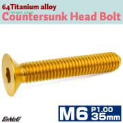 チタンボルト M6×35mm P1.0 皿ボルト 六角穴 皿 キャップボルト ゴールド JA1572 【メール便可】