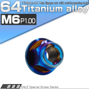 チタンナット M6 P1.0 フリクションリングナット フランジ付き 六角ナット ゆるみ止めナット 焼きチタンカラー JA1643 【メール便可】