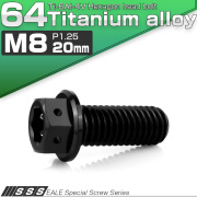 チタンボルト M8×20mm P1.25 六角ボルト 六角穴付き ホールヘッド フランジボルト ブラック JA1752 【メール便可】