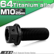 チタンボルト M10×25mm P1.25 六角ボルト 六角穴付き ホールヘッド フランジボルト ブラック JA1761 【メール便可】