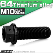 チタンボルト M10×30mm P1.25 六角ボルト 六角穴付き ホールヘッド フランジボルト ブラック JA1762 【メール便可】