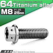 チタンボルト M8×25mm P1.25 六角ボルト 六角穴付き ホールヘッド フランジボルト シルバー JA1780 【メール便可】