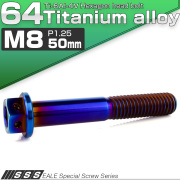 チタンボルト M8×50mm P1.25 六角ボルト 六角穴付き ホールヘッド フランジボルト 焼きチタンカラー JA1797 【メール便可】