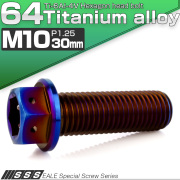 チタンボルト M10×30mm P1.25 六角ボルト 六角穴付き ホールヘッド フランジボルト 焼きチタンカラー JA1809 【メール便可】
