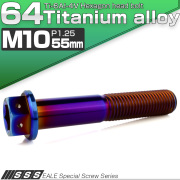 チタンボルト M10×55mm P1.25 六角ボルト 六角穴付き ホールヘッド フランジボルト 焼きチタンカラー JA1824 【メール便可】