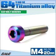 チタンボルト M4×20mm P0.7 六角穴付き キャップボルト キャップスクリュー デザインボルト レインボー 虹色 JA1890 【メール便可】