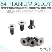 チタン ステアリングボルト M5 P0.8 6本セット 六角穴 ハンドルボルト 皿ボルト シルバー JA1894 【メール便可】
