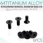 チタン ステアリングボルト M5 P0.8 6本セット 六角穴 ハンドルボルト 皿ボルト ブラック JA1899 【メール便可】