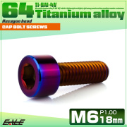 チタンボルト M6×18mm P1.0 キャップボルト キャップスクリュー 六角穴付き ボルト 焼きチタン JA1931 【メール便可】