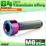 チタンボルト M6×25mm P1.0 キャップボルト キャップスクリュー 六角穴付き ボルト レインボー JA1942 【メール便可】
