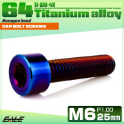 チタンボルト M6×25mm P1.0 キャップボルト キャップスクリュー 六角穴付き ボルト 焼きチタン JA1943 【メール便可】