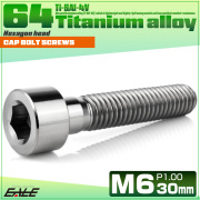 チタンボルト M6×30mm P1.0 キャップボルト キャップスクリュー 六角穴付き ボルト シルバー JA1945 【メール便可】