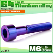 チタンボルト M6×35mm P1.0 キャップボルト キャップスクリュー 六角穴付き ボルト パープルブルー JA1952 【メール便可】