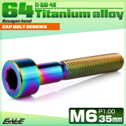 チタンボルト M6×35mm P1.0 キャップボルト キャップスクリュー 六角穴付き ボルト レインボー JA1954 【メール便可】
