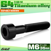 チタンボルト M6×35mm P1.0 キャップボルト キャップスクリュー 六角穴付き ボルト ブラック JA1956 【メール便可】