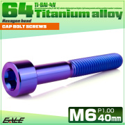 チタンボルト M6×40mm P1.0 キャップボルト キャップスクリュー 六角穴付き ボルト パープルブルー JA1958 【メール便可】