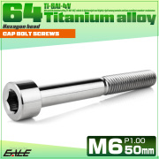チタンボルト M6×50mm P1.0 キャップボルト キャップスクリュー 六角穴付き ボルト シルバー JA1969 【メール便可】
