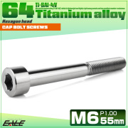 チタンボルト M6×55mm P1.0 キャップボルト キャップスクリュー 六角穴付き ボルト シルバー JA1975 【メール便可】