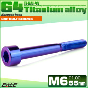 チタンボルト M6×55mm P1.0 キャップボルト キャップスクリュー 六角穴付き ボルト パープルブルー JA1976 【メール便可】