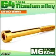 チタンボルト M6×60mm P1.0 キャップボルト キャップスクリュー 六角穴付き ボルト ゴールド JA1983 【メール便可】