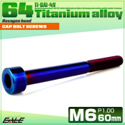 チタンボルト M6×60mm P1.0 キャップボルト キャップスクリュー 六角穴付き ボルト 焼きチタン JA1985 【メール便可】
