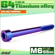 チタンボルト M6×65mm P1.0 キャップボルト キャップスクリュー 六角穴付き ボルト パープルブルー JA1988 【メール便可】