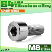 チタンボルト M8×20mm P1.25 キャップボルト キャップスクリュー 六角穴付き ボルト シルバー JA1999 【メール便可】