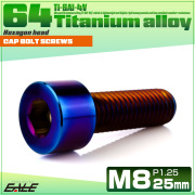 チタンボルト M8×25mm P1.25 キャップボルト キャップスクリュー 六角穴付き ボルト 焼きチタン JA2009 【メール便可】