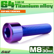 チタンボルト M8×30mm P1.25 キャップボルト キャップスクリュー 六角穴付き ボルト パープルブルー JA2012 【メール便可】