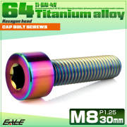 チタンボルト M8×30mm P1.25 キャップボルト キャップスクリュー 六角穴付き ボルト レインボー JA2014 【メール便可】