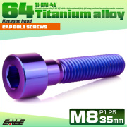 チタンボルト M8×35mm P1.25 キャップボルト キャップスクリュー 六角穴付き ボルト パープルブルー JA2018 【メール便可】