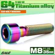 チタンボルト M8×35mm P1.25 キャップボルト キャップスクリュー 六角穴付き ボルト レインボー JA2020 【メール便可】