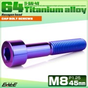 チタンボルト M8×45mm P1.25 キャップボルト キャップスクリュー 六角穴付き ボルト パープルブルー JA2030 【メール便可】