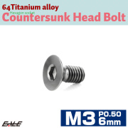 チタンボルト M3×6mm P0.5 皿ボルト 六角穴 皿 キャップボルト シルバー JA2059 【メール便可】