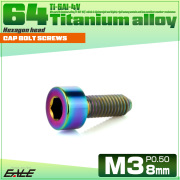 チタンボルト M3×8mm P0.5 キャップボルト キャップスクリュー 六角穴付き ボルト レインボー JA2089 【メール便可】