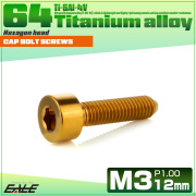 チタンボルト M3×12mm P0.5 キャップボルト キャップスクリュー 六角穴付き ボルト ゴールド JA2096 【メール便可】