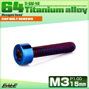 チタンボルト M3×15mm P0.5 キャップボルト キャップスクリュー 六角穴付き ボルト 焼きチタン JA2270 【メール便可】
