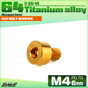 チタンボルト M4×6mm P0.7 キャップボルト キャップスクリュー 六角穴付き ボルト ゴールド JA2277 【メール便可】