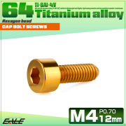 チタンボルト M4×12mm P0.7 キャップボルト キャップスクリュー 六角穴付き ボルト ゴールド JA2295 【メール便可】